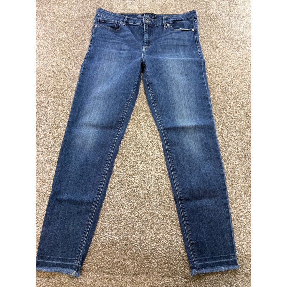Lucky Brand Ava Skinny Jeans Women 14 32 Raw Hem Mid Rise Denim Stretch Slim Fit